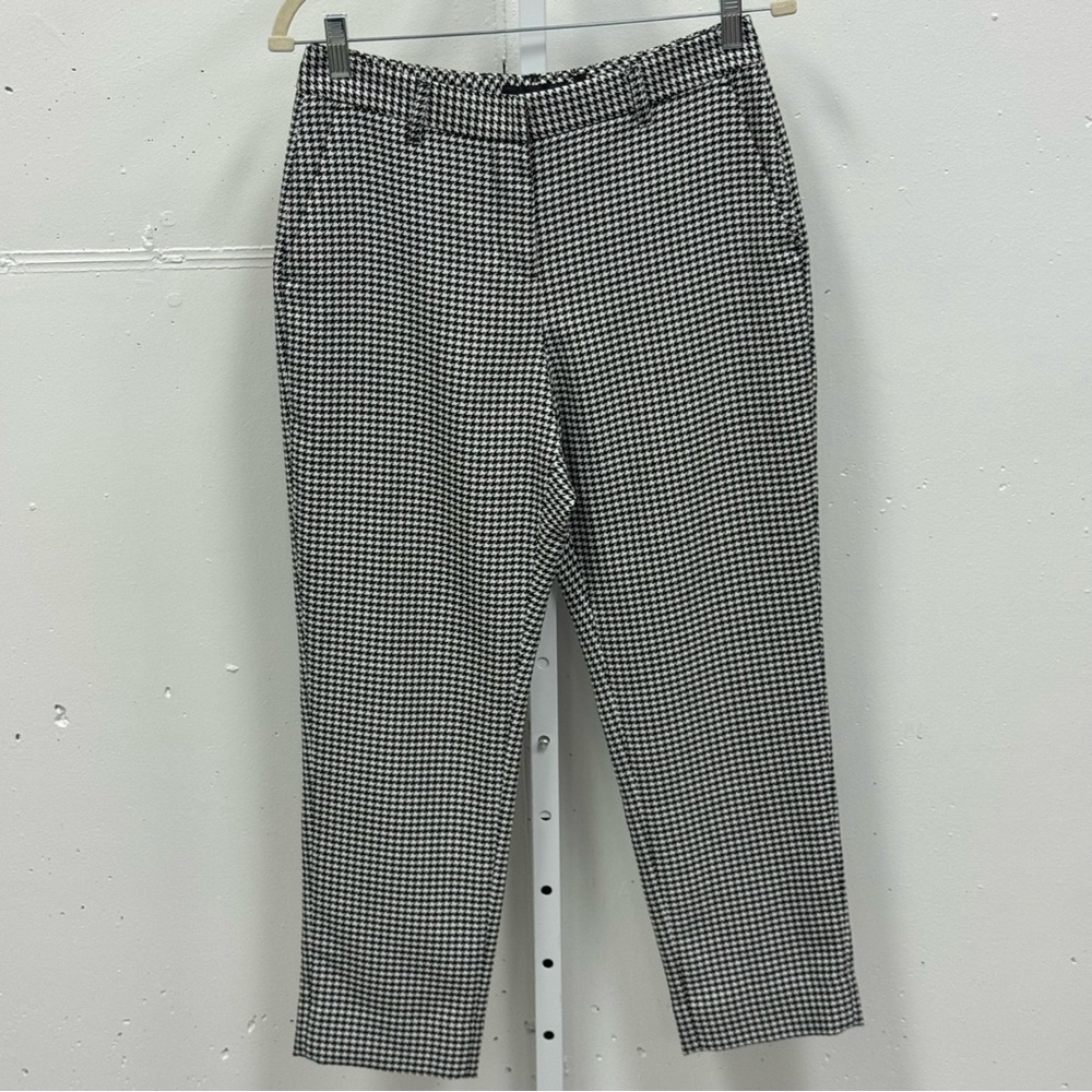 Wildfang‎ The Empower Slim Crop Pants Gingham WP4304 Black White Ankle Sz 4